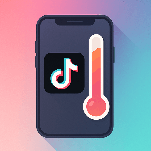 TikTok account warm-up illustration showing TikTok logo with thermometer